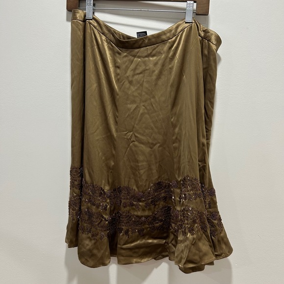 Womens Etcetera bronze beaded silk skirt size 16 - Picture 2 of 5